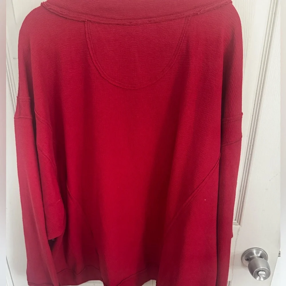 Free People Intimately XS Sweater Staycation Oversize Lounge Sweatshirt Red - Picture 9 of 13